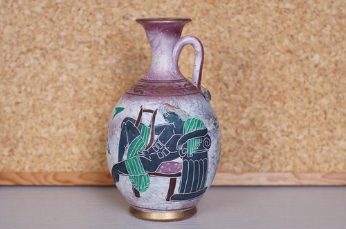 Griechische Keramik Amphore,Bemalte Vase,Poseidon Apollon,Goldstaffage,22 cm - Bild 2 von 6