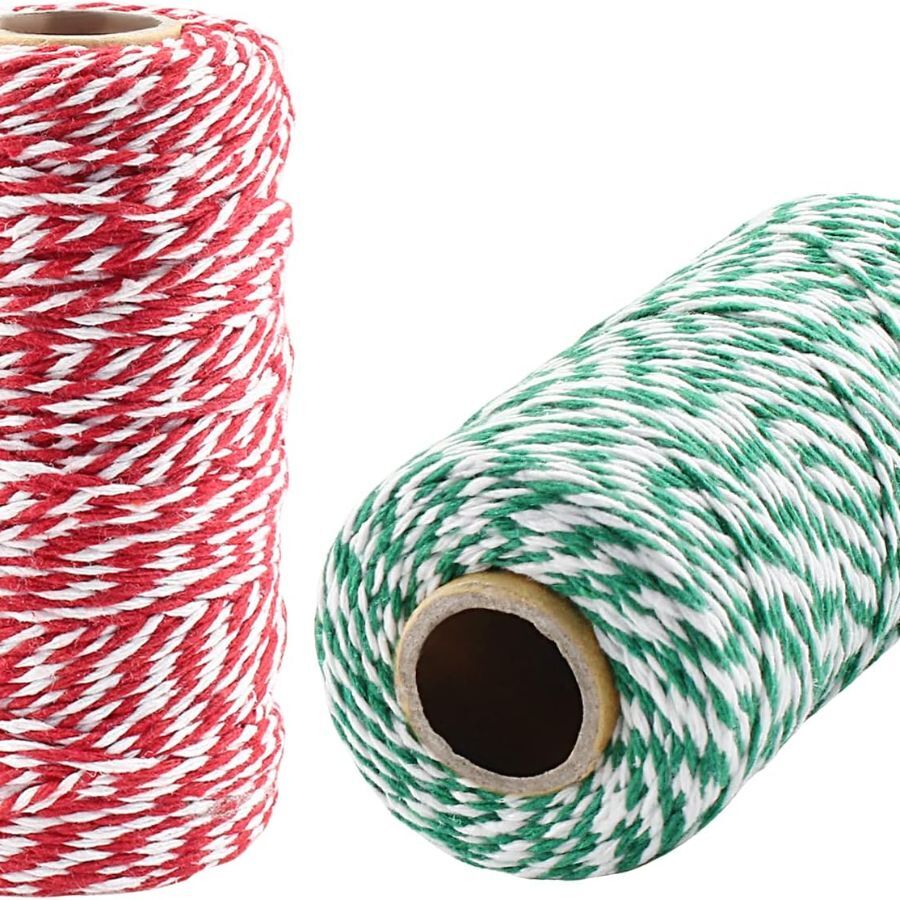 Red and White Striped Cotton Twine for Bakers Candy Crafts