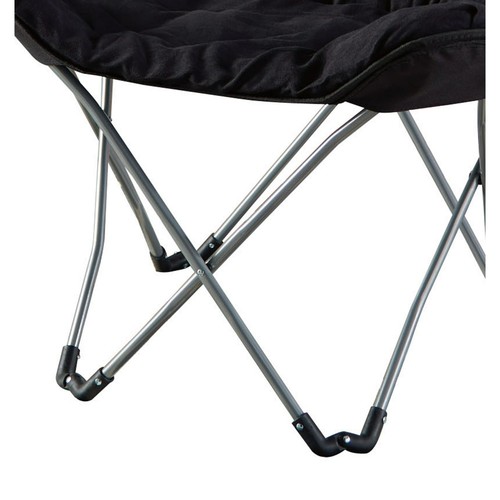 Soft Folding Butterfly Chair Portable Faux Fur Microsuede Cushion Lounge Black - Picture 5 of 5