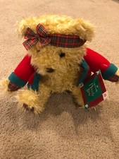 NEW Hallmark Merrily Bear Plush Christmas Stuffed Tags 10" Plaid Red Green