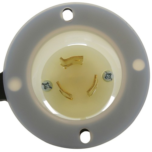 15A 250V NEMA L6-15P Flanged Power Input Male Inlet With Front Weather Cover - Picture 3 of 5