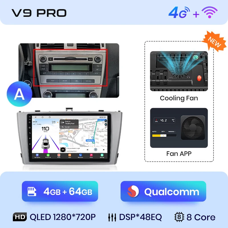 4+64G Für Toyota Avensis T27 2009-2015 Autoradio Android 13 Carplay GPS Kamera - Bild 3 von 4