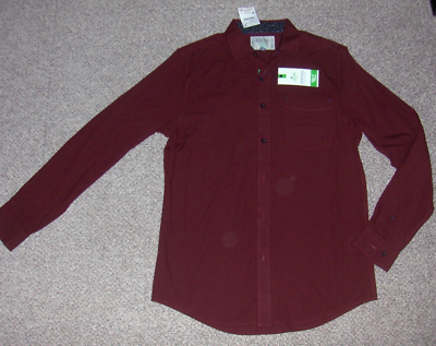 burgundy textured dress shirt Marquis Classic Fit Solid Burgundy Wrinkle Resistant Cotton Blend Dress  Shirt