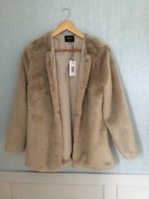 Papaya Ladies Lovely Smart Warm Beige Faux Fur Lined Jacket Size 14 Nwt