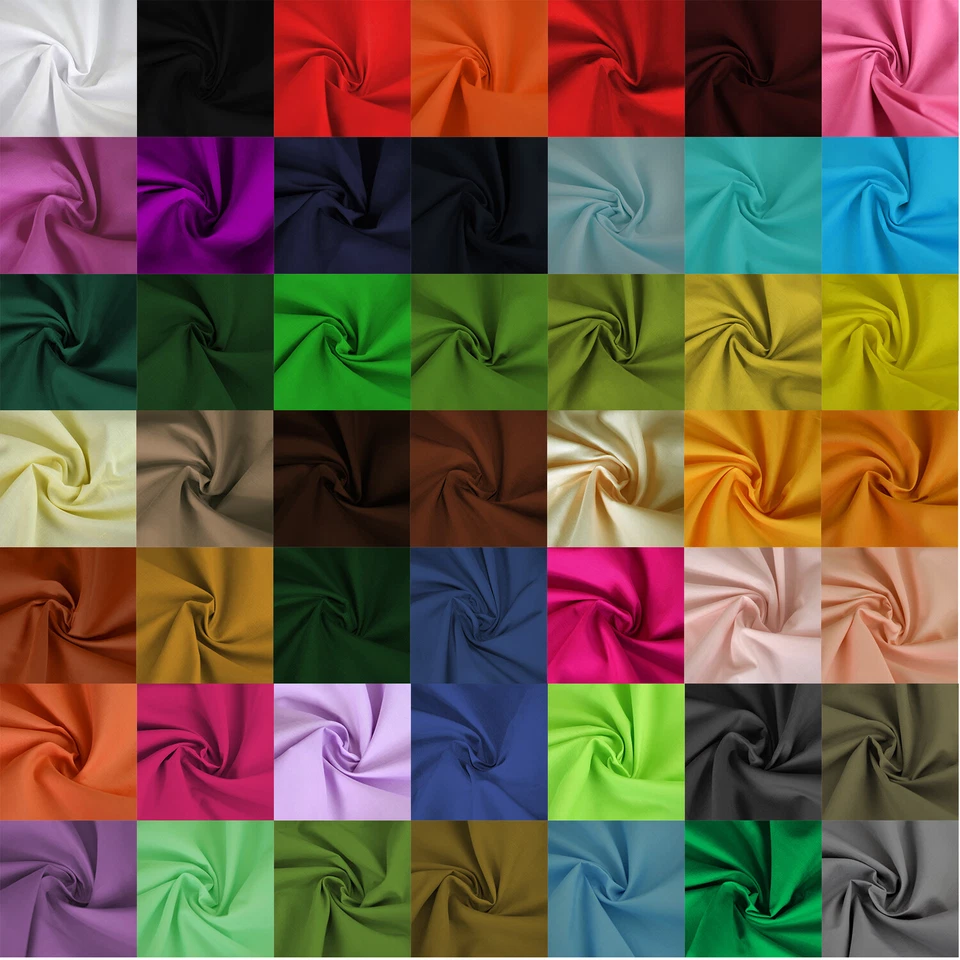 Uni Polycotton Stoff Material Poly Baumwolle Kleid Basteln Kleidung | 60+ Farben
