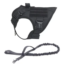 Tactical Dog Harness Vest with Handle&Leash Military Working Training Molle Vest