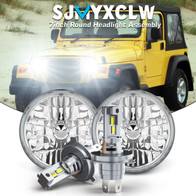 DOT Approved 7 Round LED Headlghts H/Lo Beam For Jeep Wrangler JK TJ