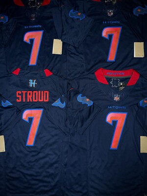 MENS HOUSTON TEXANS CJ STROUD #7 2024 NAVY STITCHED JERSEY | eBay