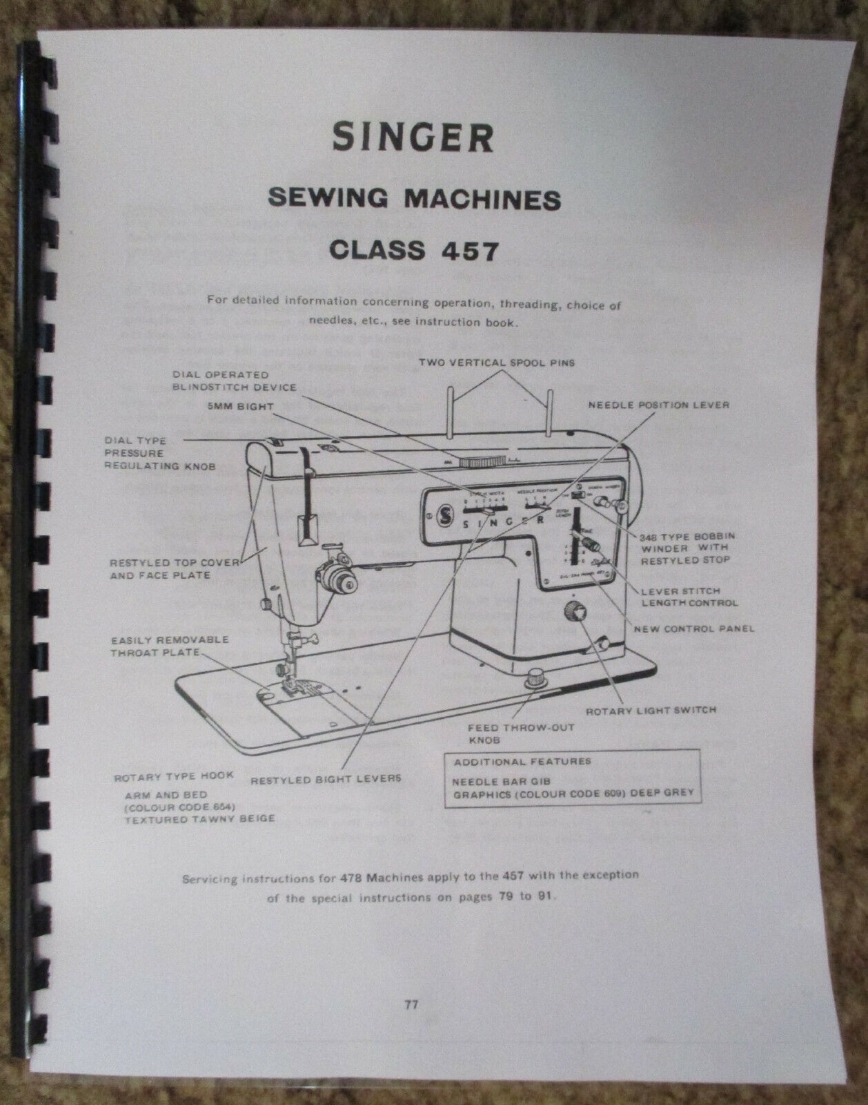 Singer Sewing Machine 457 Service Repair Manual How to Set Timing