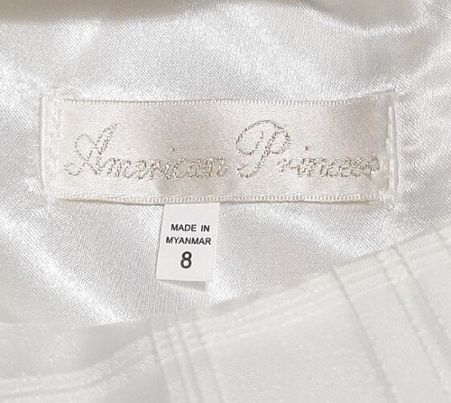 American Princess Sz8 Formal Dress Tiered Tulle Pearl & Satin Bow Classic Ivory - Picture 6 of 8