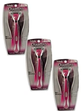 3 pack Schick Quattro Razor Shaver New 1 Handle & 1 Cartridge FAST FREE SHIPPING