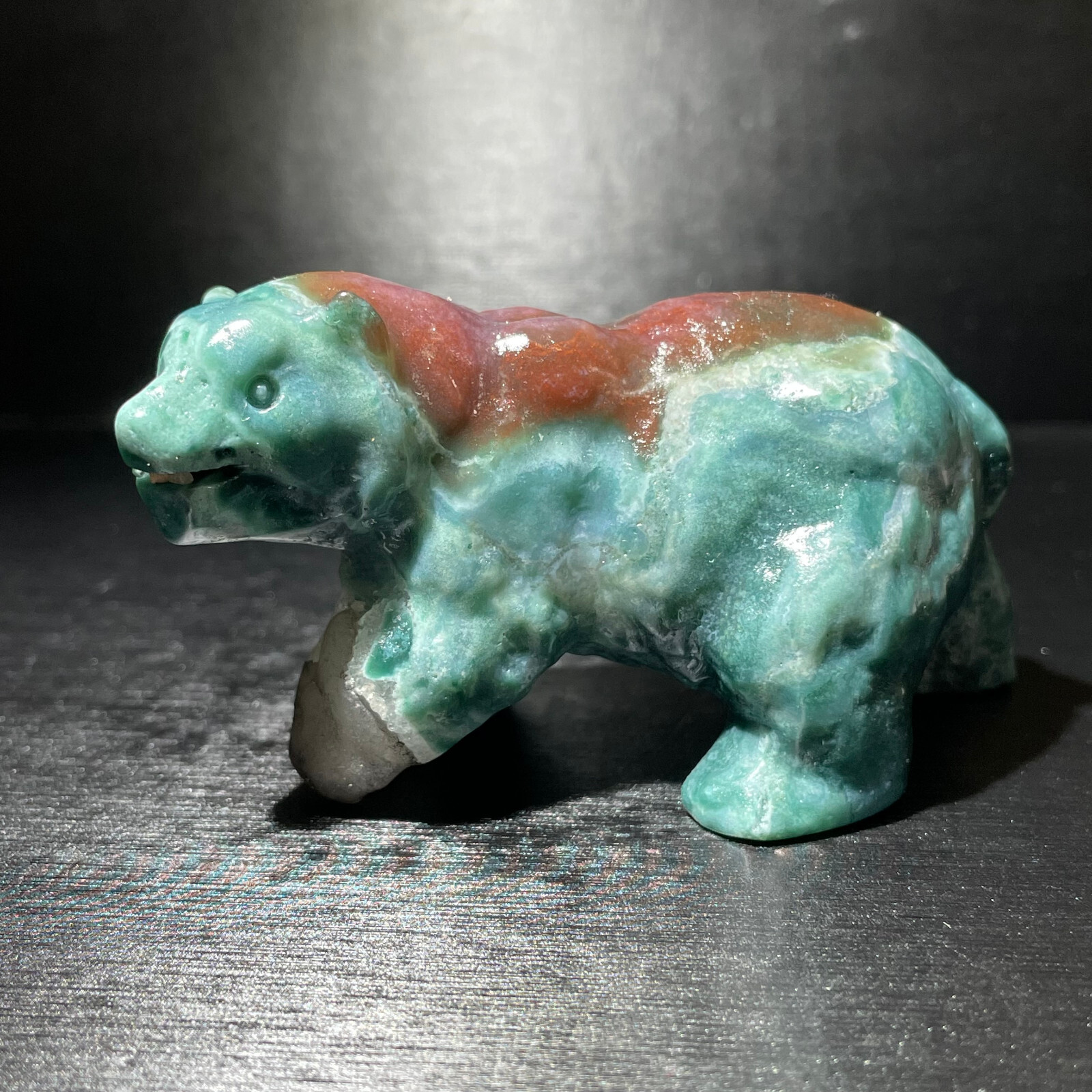 Natural ocean jasper hand carved polar bear quartz crystal decoration healing