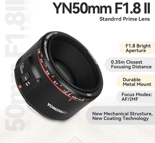 YN50MM F1.8 II Lens for Canon, Large Aperture, AF/MF Prime Lens for Canon - Picture 2 of 7