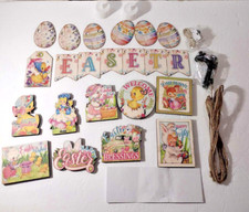 24 Pcs Easter Tiered Tray Decor Spring Wooden Table Signs Bunny