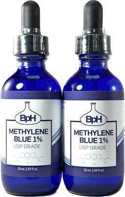 Methylene Blue 1% USP 2x50mL Twin Pack - Glass Dropper Included + Tested Quality