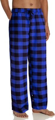 Mens Pajama Pants 100% Cotton Heavyweight Flannel Plaid Sleep Lounge Bottoms