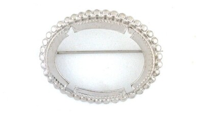 Monture Pour Broche Argentée - Cabochon 30mm X 22mm - Pour Créer Vos Bijoux, Neuf