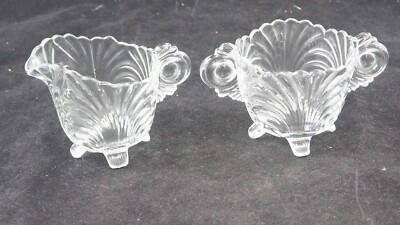 Vtg. Cambridge Glass Inverted Thistle Creamer & Sugar Marked  NEAR CUT