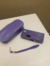 Vintage 80s 1986 Vivitar Point 'N Shoot Purple Camera with Case, Strap EUC