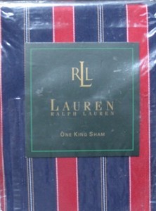 Ralph Lauren King European Sham Carlisle Sailing Navy, Red and small White  New