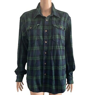 Eddie Bauer Shirt Mens XL Green and Black Flannel Button Front | eBay