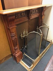 Fireplace Mantel Antique With Accessories Ebay