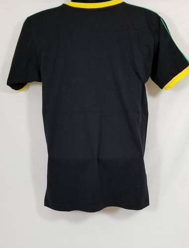 JAMAICA Black Green Gold Short Sleeve Shirt Size Medium - Picture 3 of 4