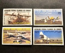 TIMBRE COMORES AVIONS COMPAGNIE POSTE AÉRIENNE PA N°219/222 NEUF ** LUXE MNH 