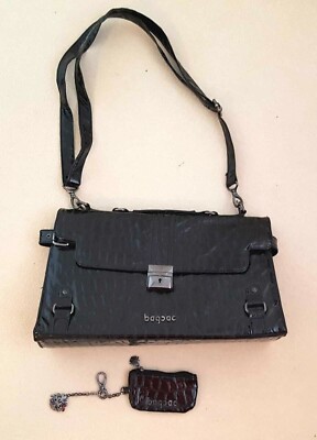 Umhängetasche schwarz Lack Damen Bag Sac Schultertasche  TOP + Schlüsseltasche 