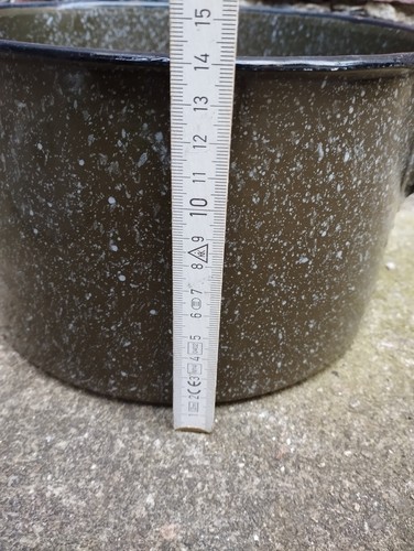 Emaille Kochtopf Garten Bepflanzung Blumen Pflanztopf Pflanzgefäß Gesprenkelt - Bild 9 von 10