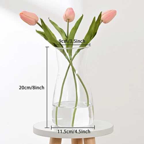 8 inch Clear Glass Flower Vases for Centerpiece Table Home Indoor Desk White - Picture 6 of 8