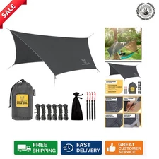 All-in-One Hammock Tarp with Stakes and Carry Bag - Perfect for Camping