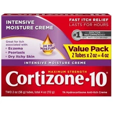 Cortizone-10 Anti-Itch Cream 2oz x 2 Exp 08/2026 Intensive Healing Fast Relief