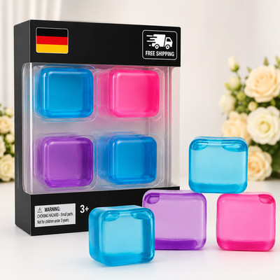 NeeDoh 4er Set Sensorische Stressabbau Würfel Squishy Fidget Spielzeug Zappeltoy