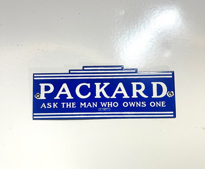 Vintage Packard Ask The Man Who Owns One Porcelain Sign Gas Oil Auto 8x3