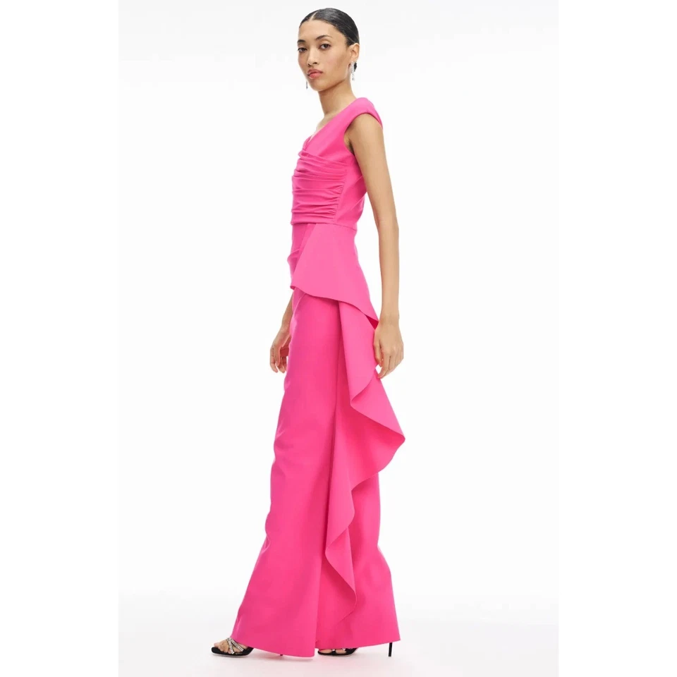 Vestido Chiara Boni Sozen rosa quente sem mangas babado tamanho 40 IT / 4 EUA - Imagem 2 de 4