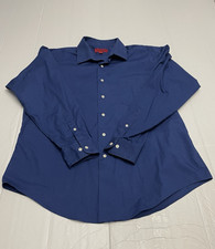 BERGAMO NEW YORK camicia uomo manica lunga bottoni taglia XL blu navy cotone