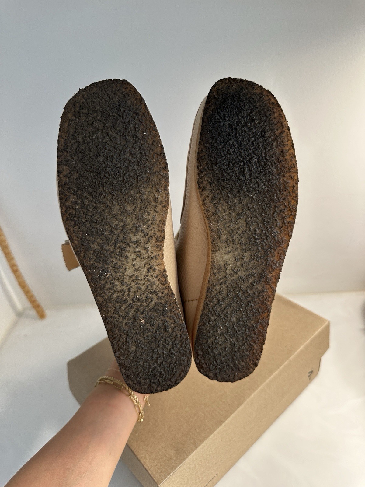 Clarks Original X Sporty & Rich Wallabee Off White Leather Chukka Boot Women 7 image 5