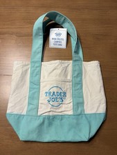 Trader Joe  s 2026 Mini Canvas Pastel Reusable Tote Bag Blue New With Tag