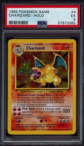 1999 POKEMON TCG GAME UNLIMITED #4 CHARIZARD-HOLO PSA 5