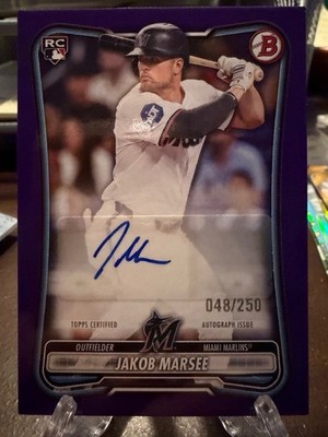 2026 Bowman Jakob Marsee SSP Purple Auto Rookie /250 RC PRV-JMA Miami Marlins  