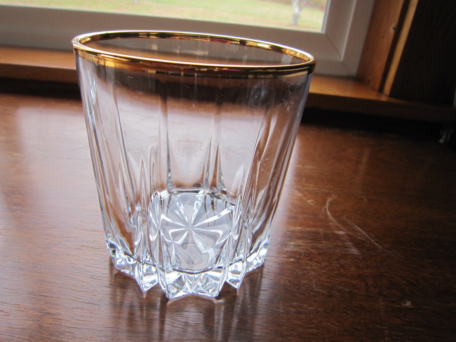 Vintage Double Old Fashion Glasses Gold Rimmed Whiskey Circleware Set Of 4