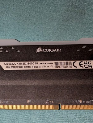 Corsair Vengeance RGB Pro 16GB (1x16GB) DDR4 3600MHz CL18 From 32GB Kit 