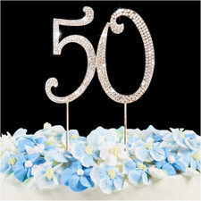 50 Cake Topper  Premium Bling Rhinestone Diamond Gems  50Th Birthday or Annive