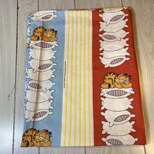Vintage Garfield on Stacked Pillows Bed Flat Sheet Twin Size Caress Brand