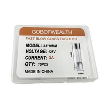 10 Pack F3AL Fast-Blow Mini Fuse 3A Max 3 amp 125V Glass Fuses 0.14 x 0.39...