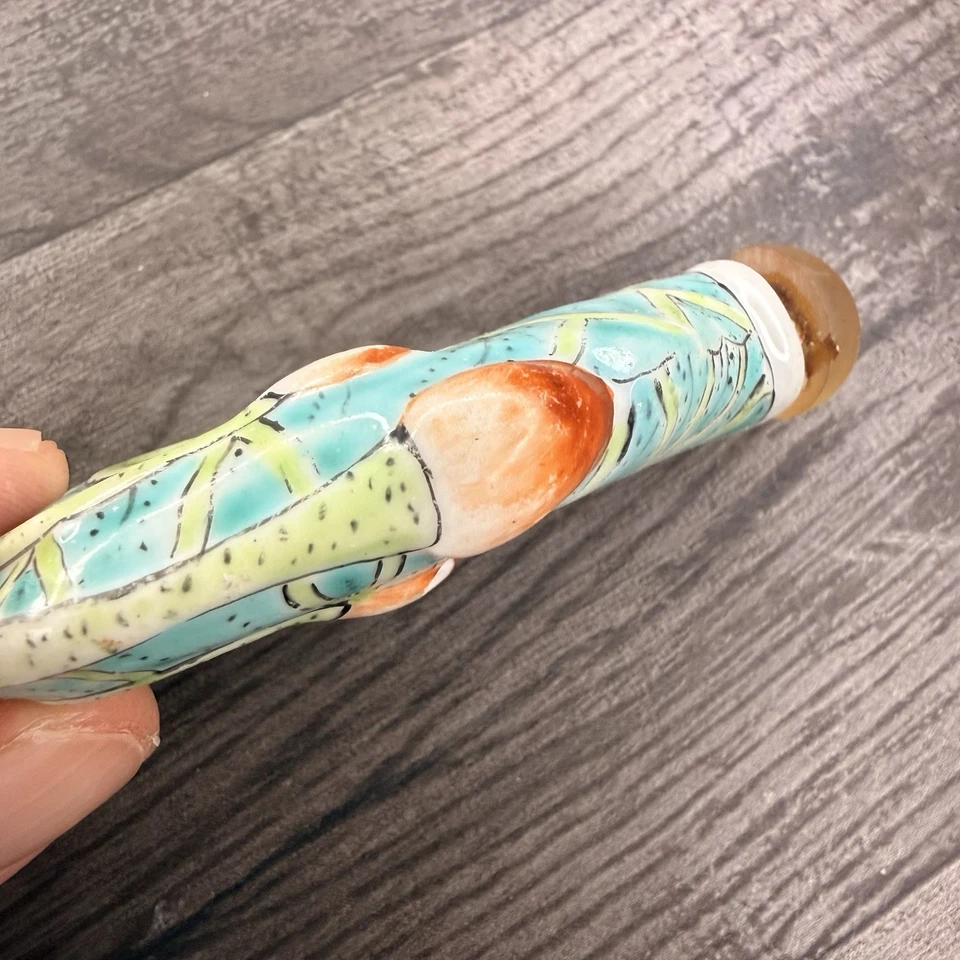 ANTIGA GARRAFA DE RAPÉ DE PORCELANA CHINESA DA DINASTIA QING FAMÍLIA DE LÓTUS ÁGATA ROSA 7cm - Imagem 3 de 4