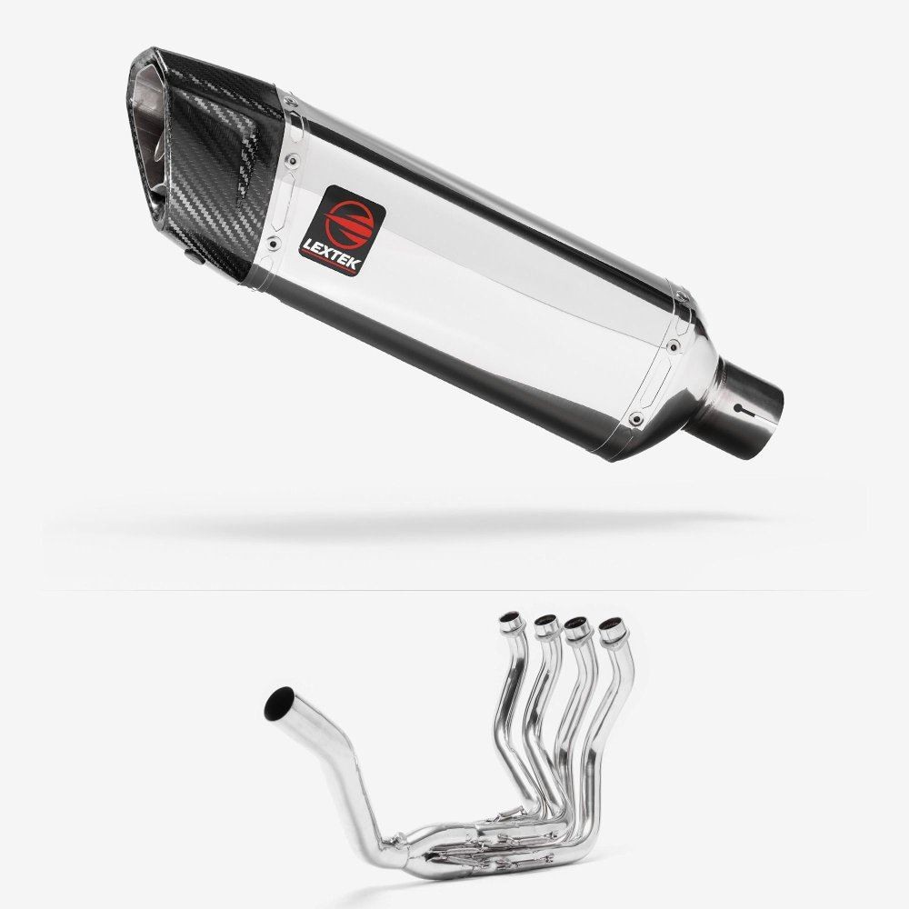 Lextek SP4 Polished Stainless Steel Exhaust System 300mm Single Sided