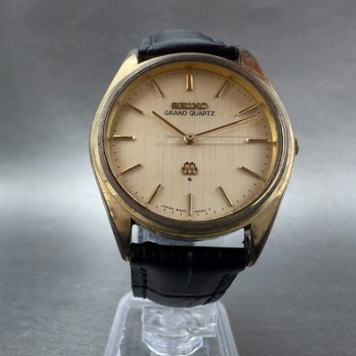 Seiko Grand Quartz Watch Men 35mm Champagne Dial Gold Tone 9940