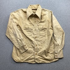 Levis Button Down Shirt Sz M Mens Tan 70s Workwear White Tab Twill Long Sleeve